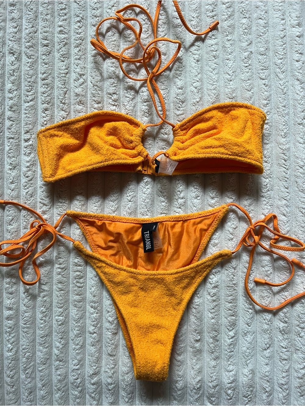 triangl swimwear Orange Terry Bandeau Bikini Set